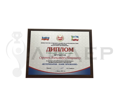 Плакетка (наградная доска) формат А5 с термопереносом